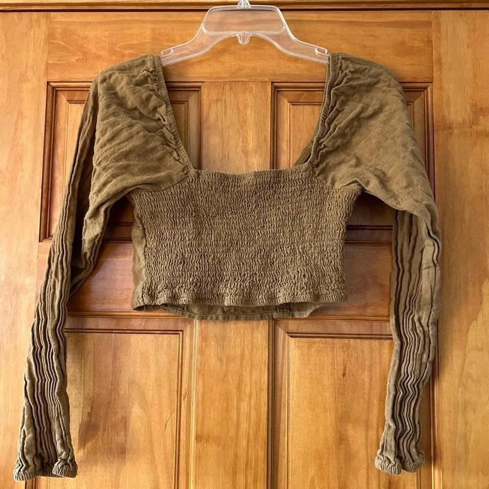 Wild Fable Cropped Ribbed Long Sleeve Top